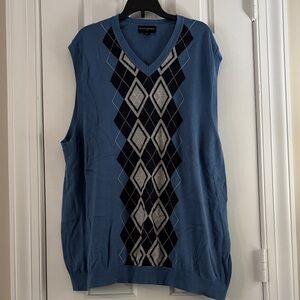 Banana Republic Blue and Gray Argyle V-Neck Sweater Vest